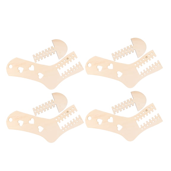 WASHWEPE 4Pcs Sock Blockers Knit Blocking Combs Wood Adjustable for Knitting Enthusiasts Sizing Ruler