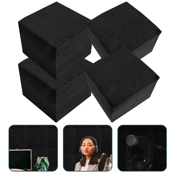 WASHWEPE Noise Absorption Panel Sponge Black 4Set for Music Room