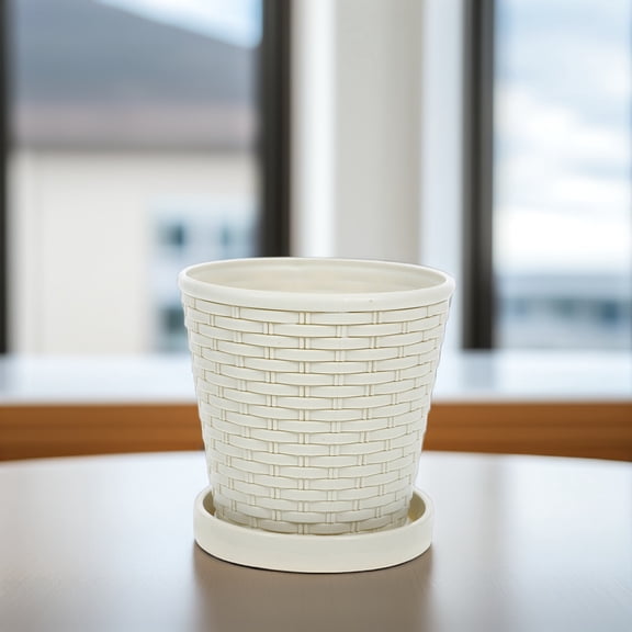 WASHWEPE 4Set Nursery Pots for Succulent Lovers Simple Design Plastic Flowerpot 5.3x5.3x5.1in