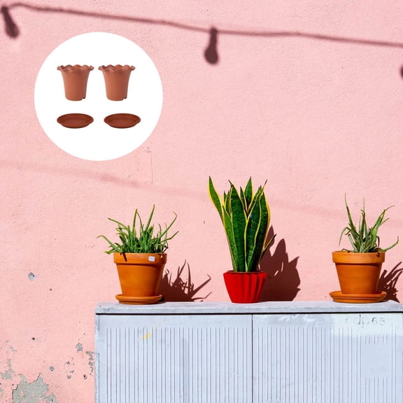 WASHWEPE 4pcs Flower Pot With Tray Breathable Gardening Planter For Use For Succulent Plants And Flowers Stylish Design