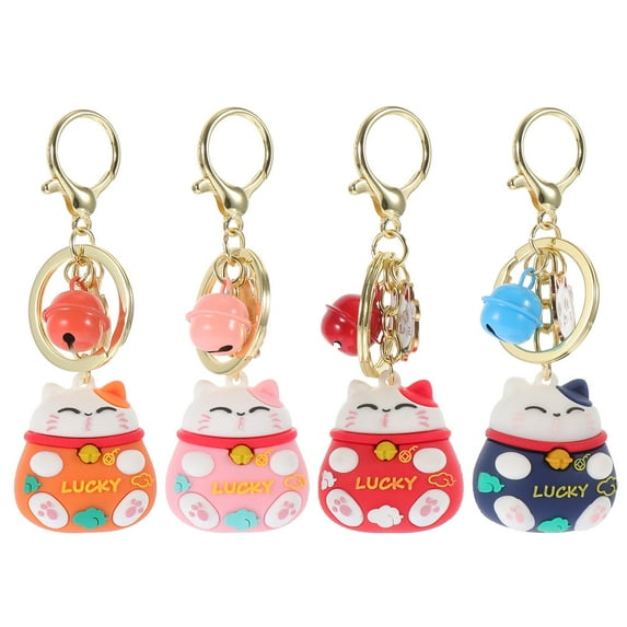 WASHWEPE 4pcs Small Key Rings DIY Crafts Keyring Zinc Alloy Red Compact Design