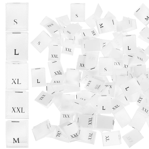 WASHWEPE 500Pcs Webbing Size Labels for Garment Manufacturing Prevent Itchiness 1.7x1.3in