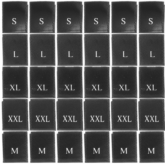 WASHWEPE 500Set Small Fabric Garment Tags Black Webbing Size Labels for Knitting Sewing Projects