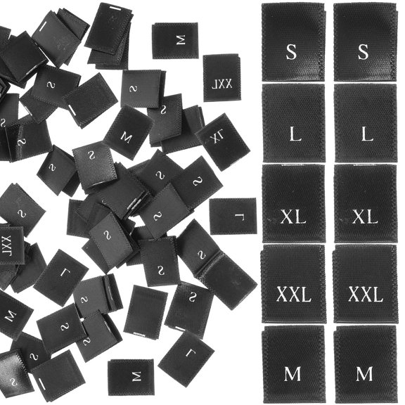 WASHWEPE 500Set Standard Font Design Black Size Labels for Knitting and Quilting Projects
