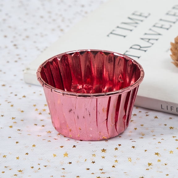 WASHWEPE 50Pcs Pink Foil Cupcake Cups Perfect for Baking Cakes Muffins and Biscuits