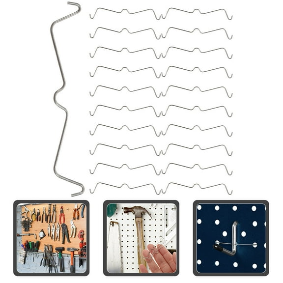 WASHWEPE 50Pcs Silver Stainless Steel Pegboard Hook Locks For Secure Hole Board Hooks 1.0X0.4X0.04In