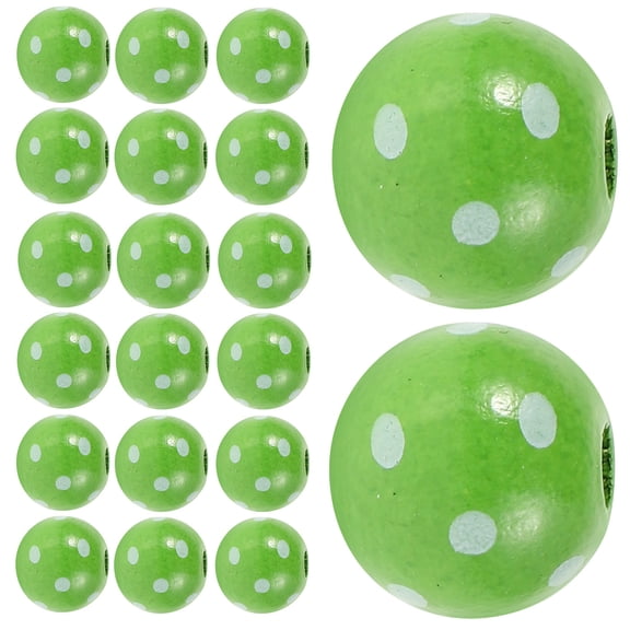 WASHWEPE 50Pcs Small Wood Beads Round Green For Diy Necklace And Home Decor Use