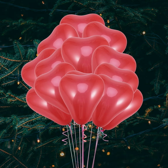 WASHWEPE Decorative Red Heart Shaped Balloons 50Pcs 12Inch