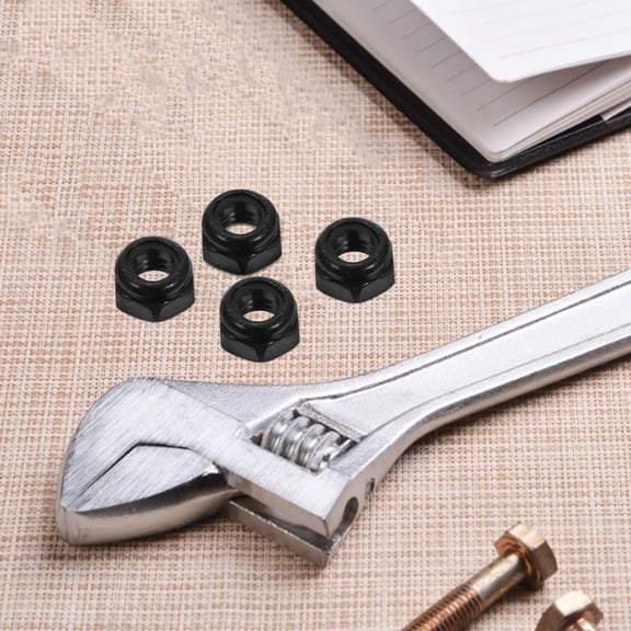 WASHWEPE 50Pcs Stainless Steel Self Locking Hex Nuts with Nylon Insert Black for Bolts
