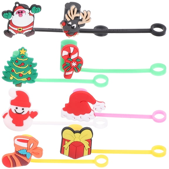WASHWEPE Straw Toppers Assorted Color 8Pcs 3.15X1.18X0.59In