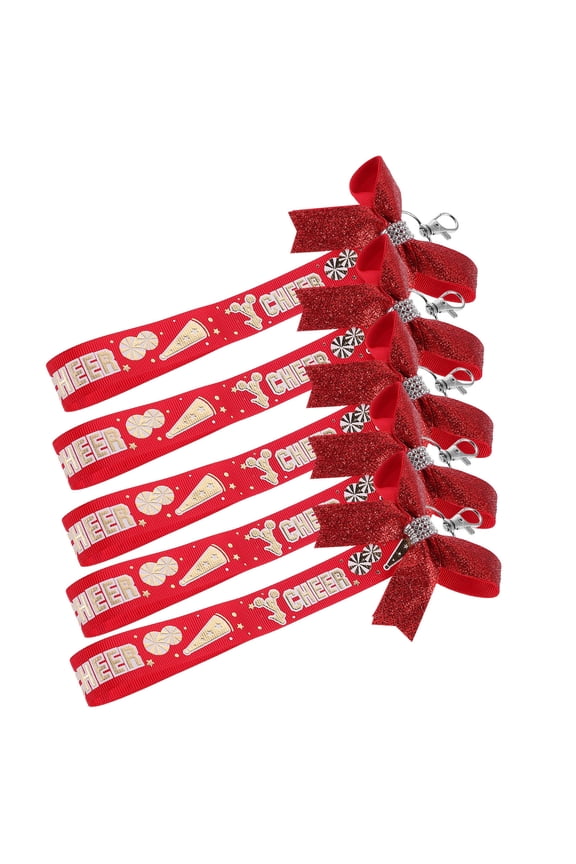 5Pcs Red Bow Keychain Cheerleader Pendant Lightweight Cloth Material Bag Charm