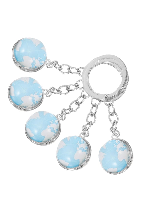 5Pcs Light Yellow Zinc Alloy Globe Keychains For Travel Accessories And present Giving