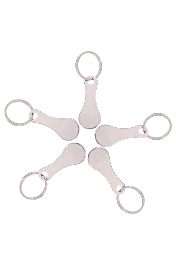 5Pcs Portable Metal Trolley Token Keychain for Frequent Shoppers Simple Design 3.15X1.18X0.08in