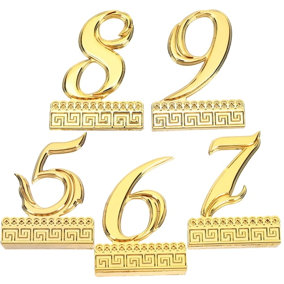 WASHWEPE 5Pcs Elegant Golden Metal Address Numbers for Home Door Mailbox Decoration