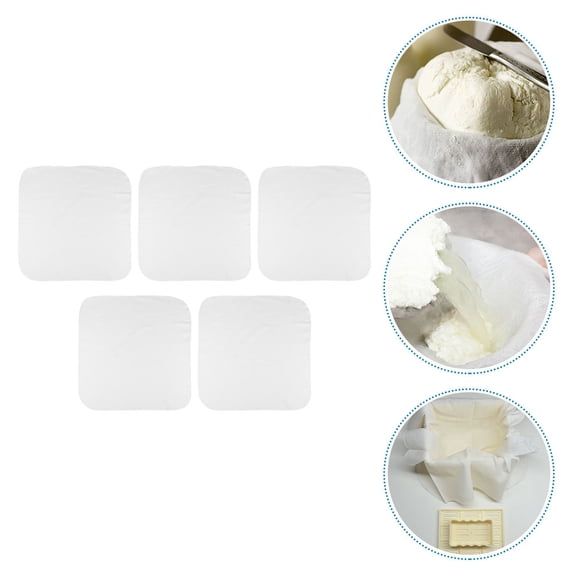 WASHWEPE Cotton Gauze Tofu Making Accessory 5Pcs White 17.68x17.68in