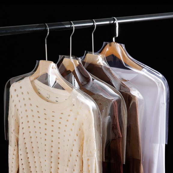 WASHWEPE 5Pcs Transparent Garment Bags For Clothes Storage And Dustproof With Half Body Cover Design