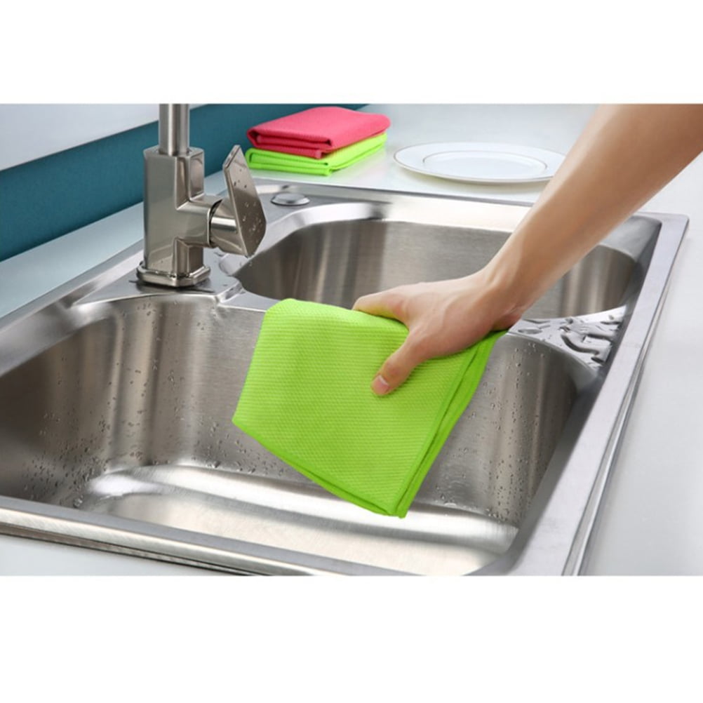WASHWEPE 5Set Scrubbing Dish Cloth Microfiber for Kitchen and Bathroom ...