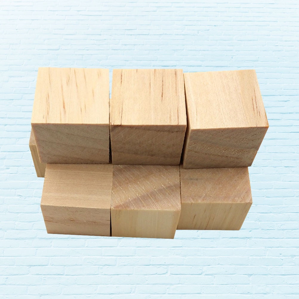 WASHWEPE 60Pcs Wood Blocks for Craft and Educational Playing Kids Diy Cube 2X2X2In