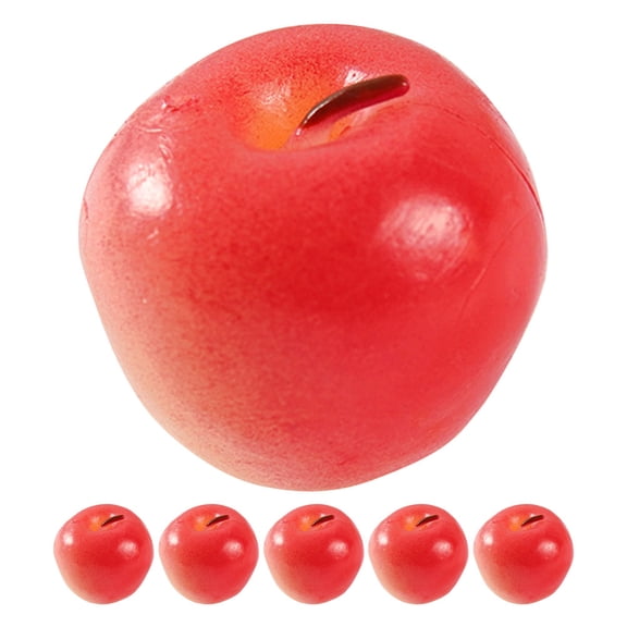 WASHWEPE 6Pcs Artificial Mini Fruit Decor Red Round PVC Decorative Photography Props Home Decor
