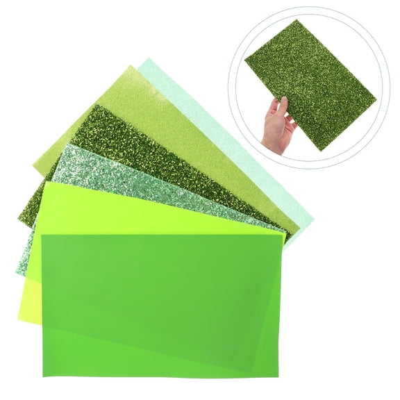 WASHWEPE 6Pcs Bow Making Supplies for DIY Craft Fabric Green Leather Sheets and Fashion Accessories