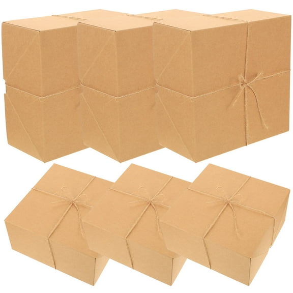 WASHWEPE 6Pcs Brown Kraft Paper Boxes for Guests and Bridal 11.8x7.9x3.9in