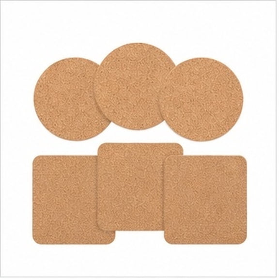 WASHWEPE 6Pcs Cork Coasters Set Heat Resistant Cup Mats for Home Use Light Brown Smooth Surface