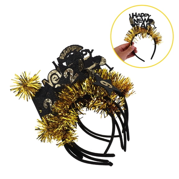 WASHWEPE 6Pcs Glittering Golden New Year Hairbands Stylish Star Headpiece for Festive Party Wear