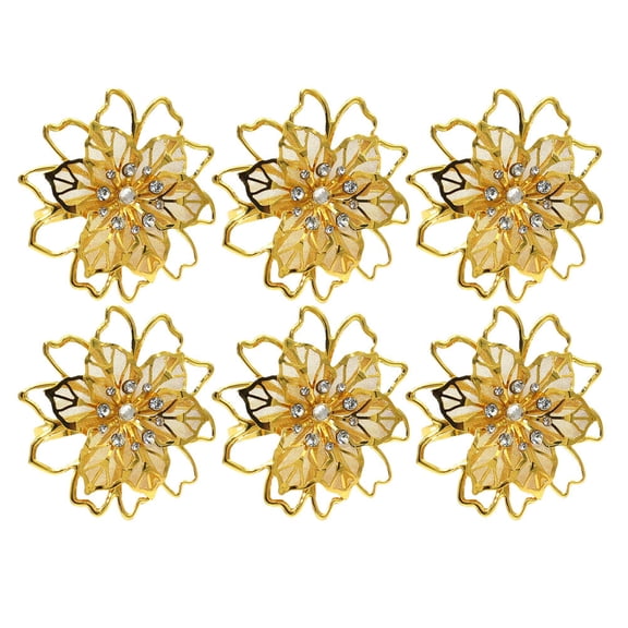 WASHWEPE 6Pcs Golden Napkin Clips for Hotel and Home Table Decorations