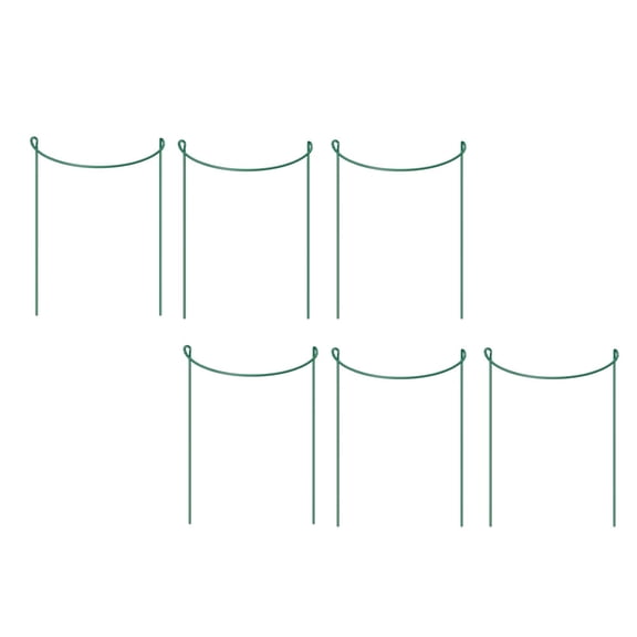 WASHWEPE 6Pcs Half Round Iron Plant Racks for Gardening Plants Support Upright Growth in Green 40x25cm