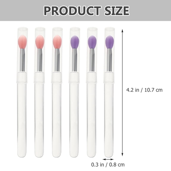 WASHWEPE Silicone Lip Brush Assorted Color PP Material for Kid Use Multi-Function Makeup Tool 6Pcs