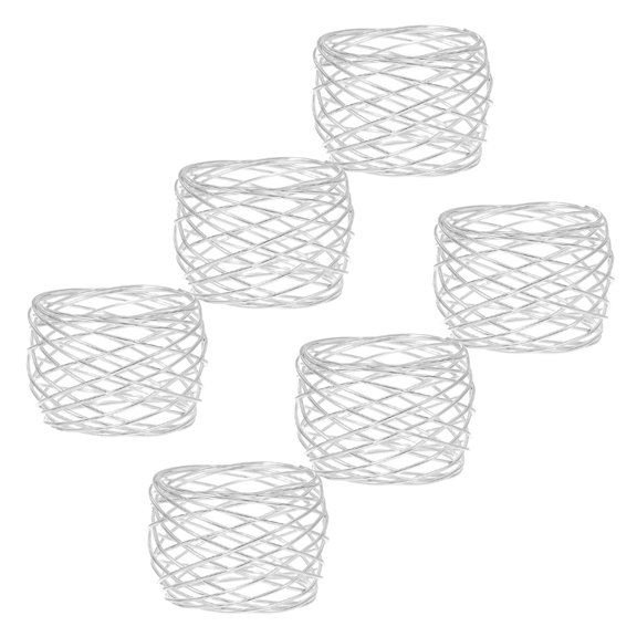 WASHWEPE 6Pcs Metal Mesh Napkin Rings Plated Silver Durable Serviette Holders for Restaurant Table Setting Decor