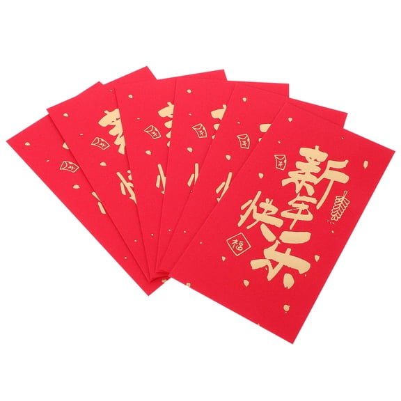 WASHWEPE Lucky Money Envelope Red Paper 6Pcs 6.6X3.5In