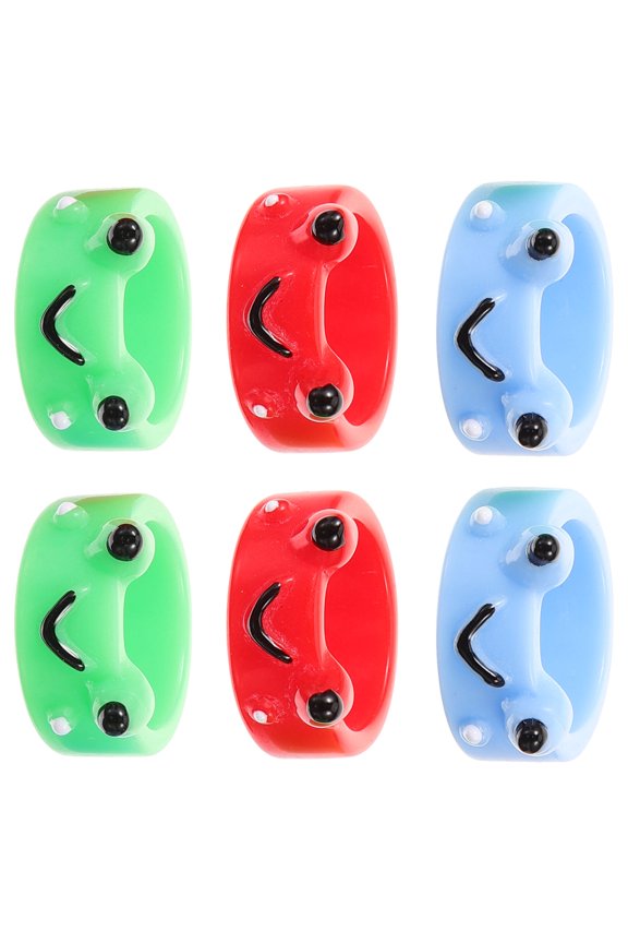 6Pcs Assorted Color Frog Rings Lightweight Resin Rings Fashion Jewelry