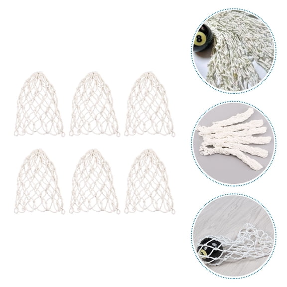 WASHWEPE 6Pcs White Cotton Billiard Net Bags for Billiards Table Net Pocket Replacement