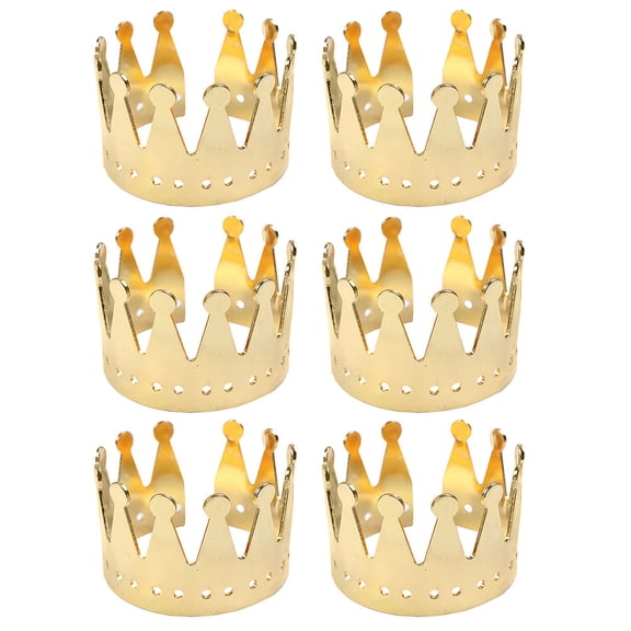 WASHWEPE 6Pcs Crown Shape Napkin Holders in Plated Gold for Event Table Setting