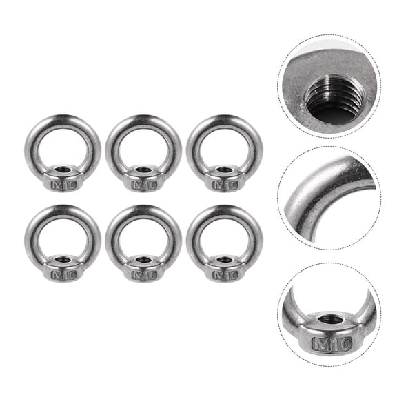 WASHWEPE 6pcs Ring Bolt Stainless Steel Eye Nut for Hanging Flower Pots Applications