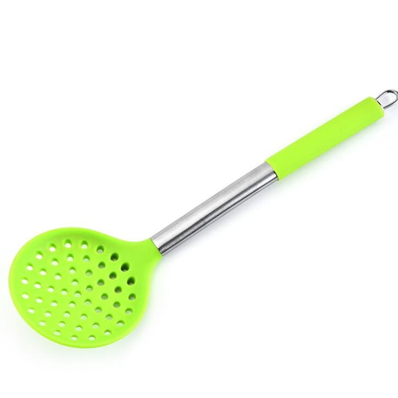 WASHWEPE 7Pcs Silicone Cooking Tools Kit with Stainless Steel Handles Light Green for Home