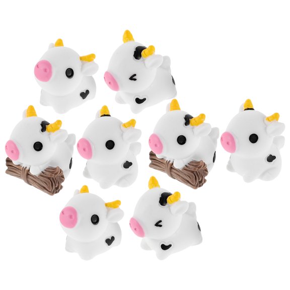 WASHWEPE 8 Piece Mini Cow Statues, Detailed Resin Figurines for Terrarium and Bonsai Decor
