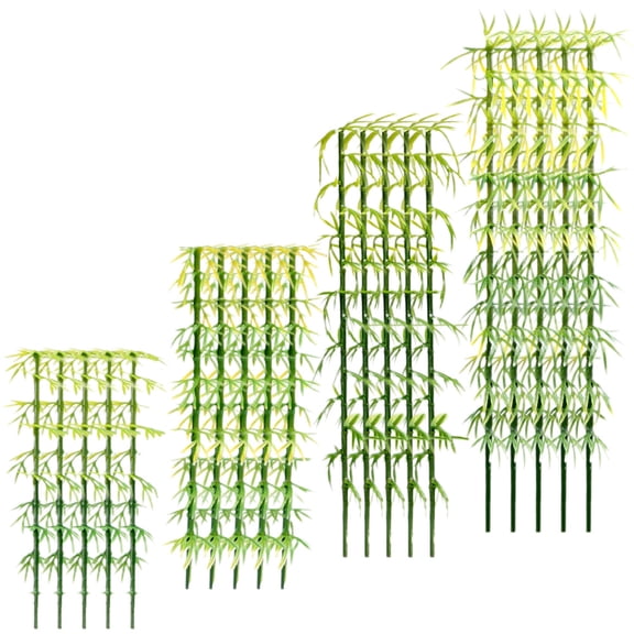 WASHWEPE 80Pcs Artificial Bamboo Trees Models Green Plastic Micro Landscape Decor for Home and Outdoor