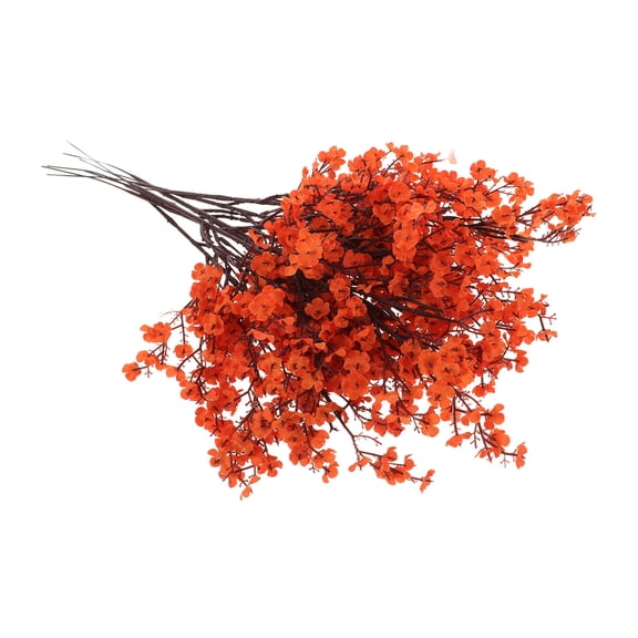 WASHWEPE 8Pcs Orange Caramel Gypsophila Bouquet Artificial Flowers for Wedding Party Home Decor 19.7x7.9x4.7in