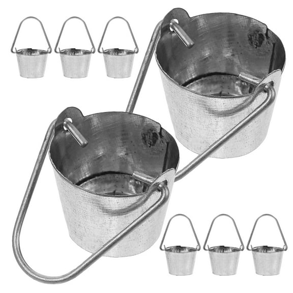 WASHWEPE 8Pcs Small Pails for Outdoor Decoration Round with Handles Iron 0.8x0.8x0.7in