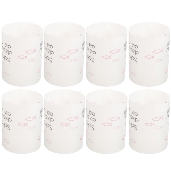 WASHWEPE 8Pcs Windproof Light Diffusion Candle Holder Pink Plastic Cylinder Cover for Wedding Banquet