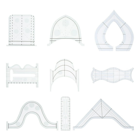 WASHWEPE  9 Pcs Patchwork Ruler Template Grids Fabric Quilting Rulers Templates Transparent