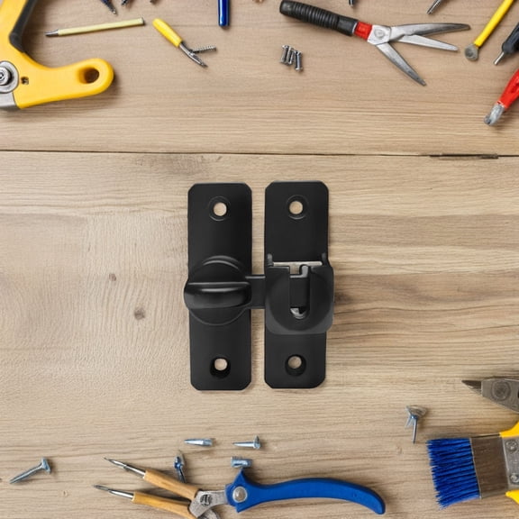 WASHWEPE Aluminum Alloy Slide Latch Door Lock Black for Home with Easy No-Drill Installation and Durable Design