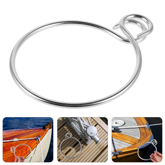 WASHWEPE Anchor Ring 1Pack Silver Stainless Steel For Yacht Boat Marine Accessories 11.8X5.3X0.5in