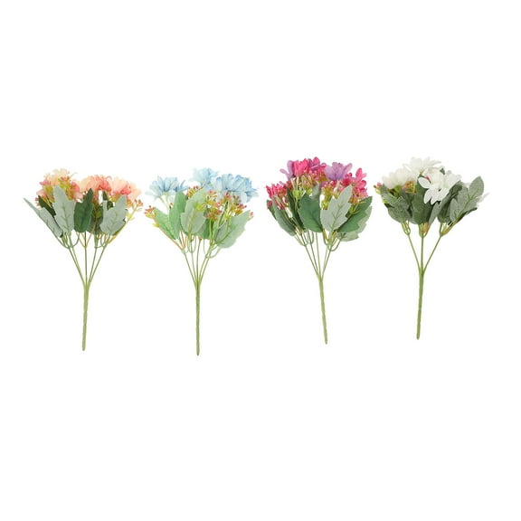 WASHWEPE Artificial Flower Bouquet Plastic Silk Flowers Home Decoration 4Pcs 3.5x3.5x5.9in