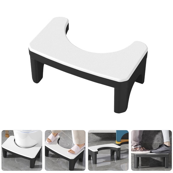 WASHWEPE Bathroom Helper Stool Toilet Footstool PP White Ergonomic Design Space-saving 1Pcs