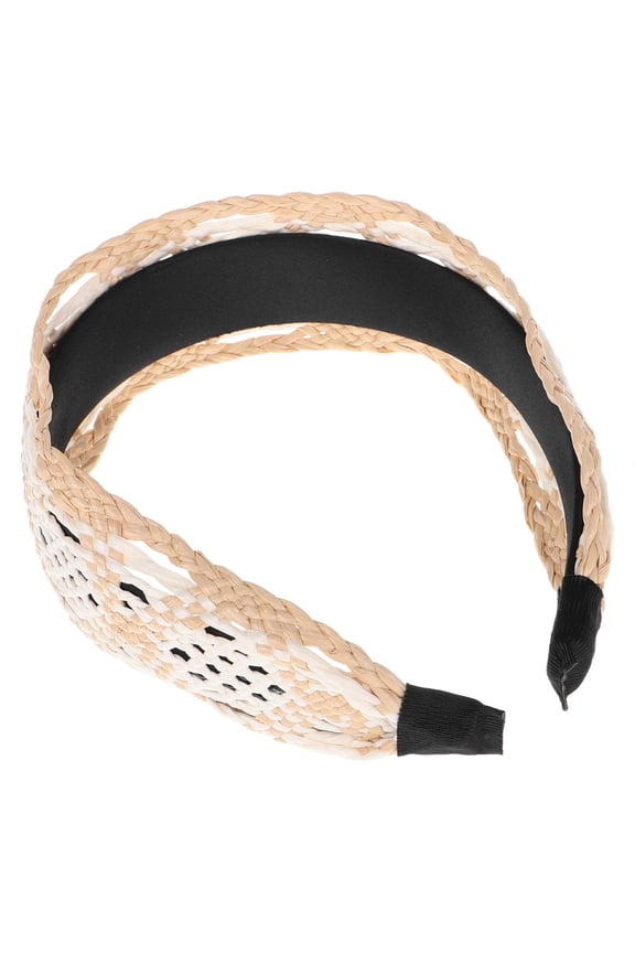 Raffia Woven Headband in Beige - Retro Style and Comfortable Wear for Any Occasion