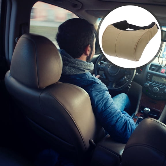 WASHWEPE Beige U Shape Neck Cushion for Car Seats with Buckle Strap and Universal Fit