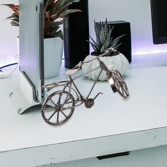 WASHWEPE Bike Model Ornament Grey Color Metal Minimalistic Sculpture For Bedroom Wall Decor 1Pcs